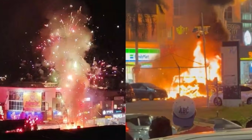 马国烟火摊爆炸 三汽车两摩托被烧毁.png